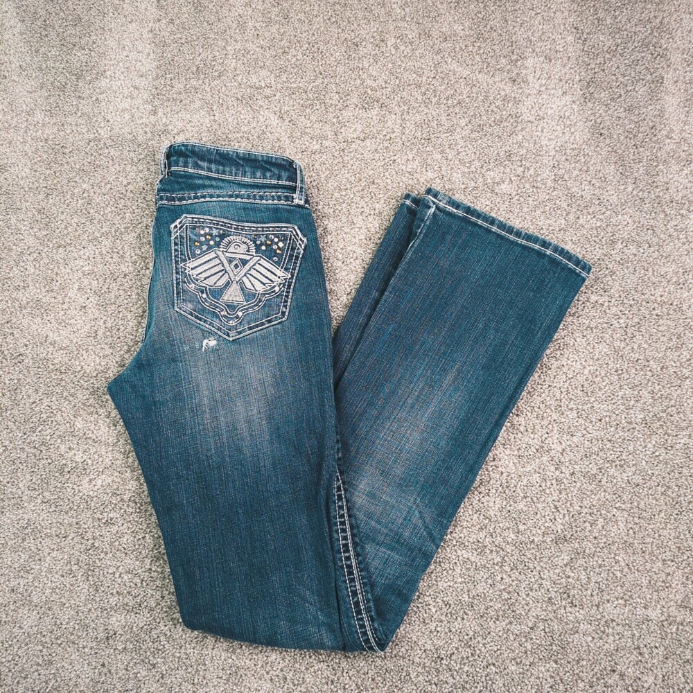 Wrangler Jeans Womens 27x34 Strech Western Rodeo Rock 47 Native Bird Embellished
